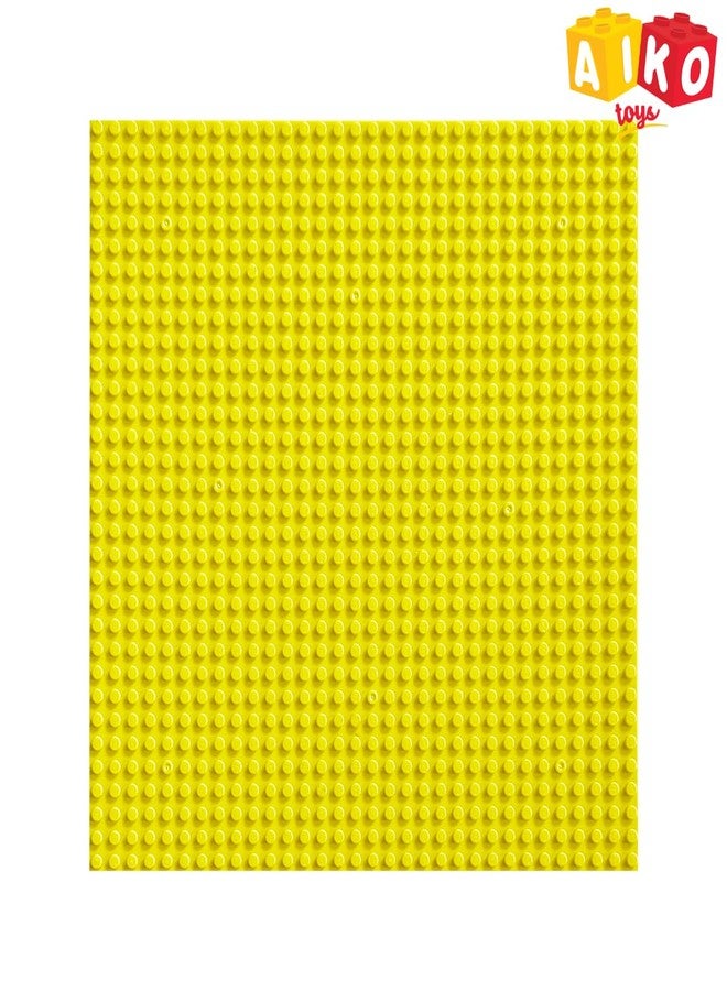 AIKO Classic Yellow Base Plate - 32 x 32 Studs (10" x 10") | Durable ABS Plastic Building Base | Sturdy Foundation for Construction Play | Compatible with Major Block Brands | Ideal Gift for Kids 4+ - Image 2